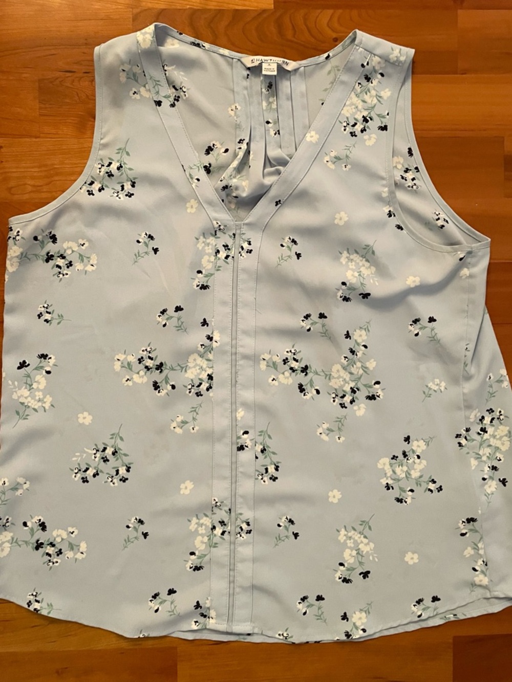 41 Hawthorn Light Blue Floral Pleated Shell